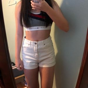 White Denim High Waisted Shorts